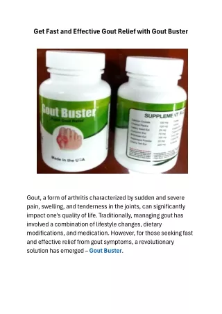 Get Fast and Effective Gout Relief with Gout Buster