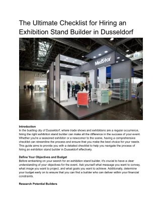 The Ultimate Checklist for Hiring an Exhibition Stand Builder in Dusseldorf