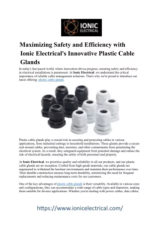 High-Efficiency Plastic Cable Glands