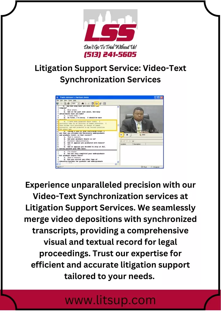 litigation support service video text