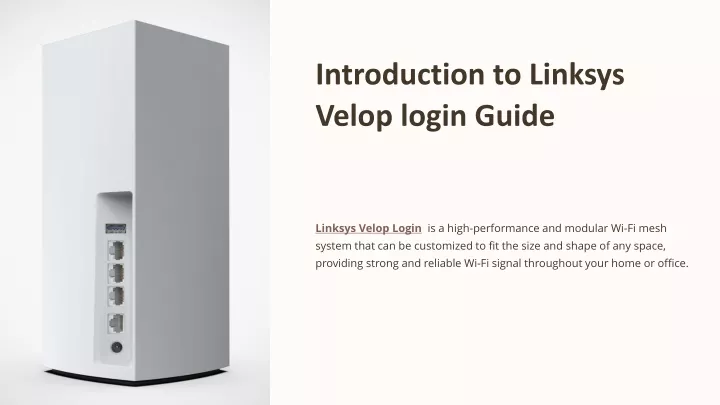 introduction to linksys velop login guide