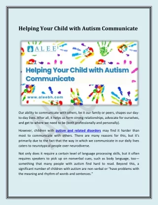Helping Your Child with Autism Communicate