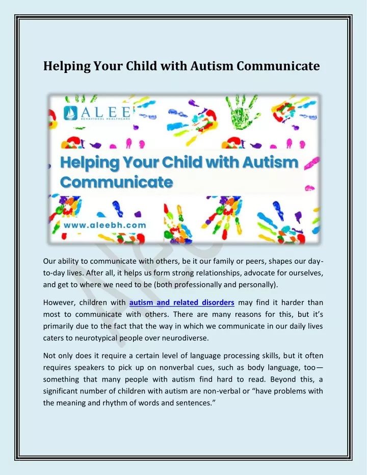 helping your child with autism communicate