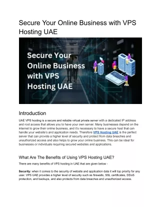 Secure Your Online Business with VPS Hosting UAE