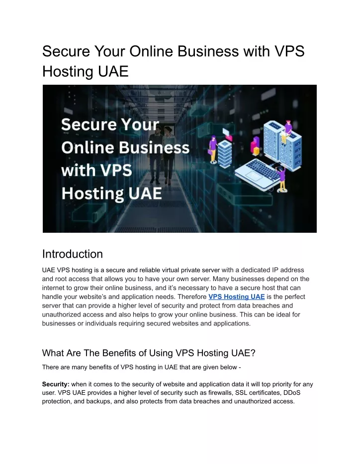 secure your online business with vps hosting uae