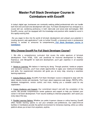 master full stack developer course in coimbatore