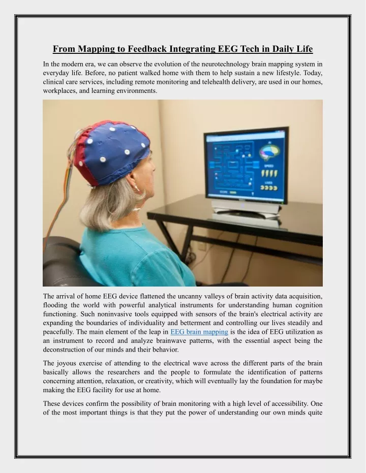 from mapping to feedback integrating eeg tech