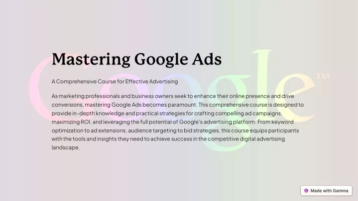 mastering google ads