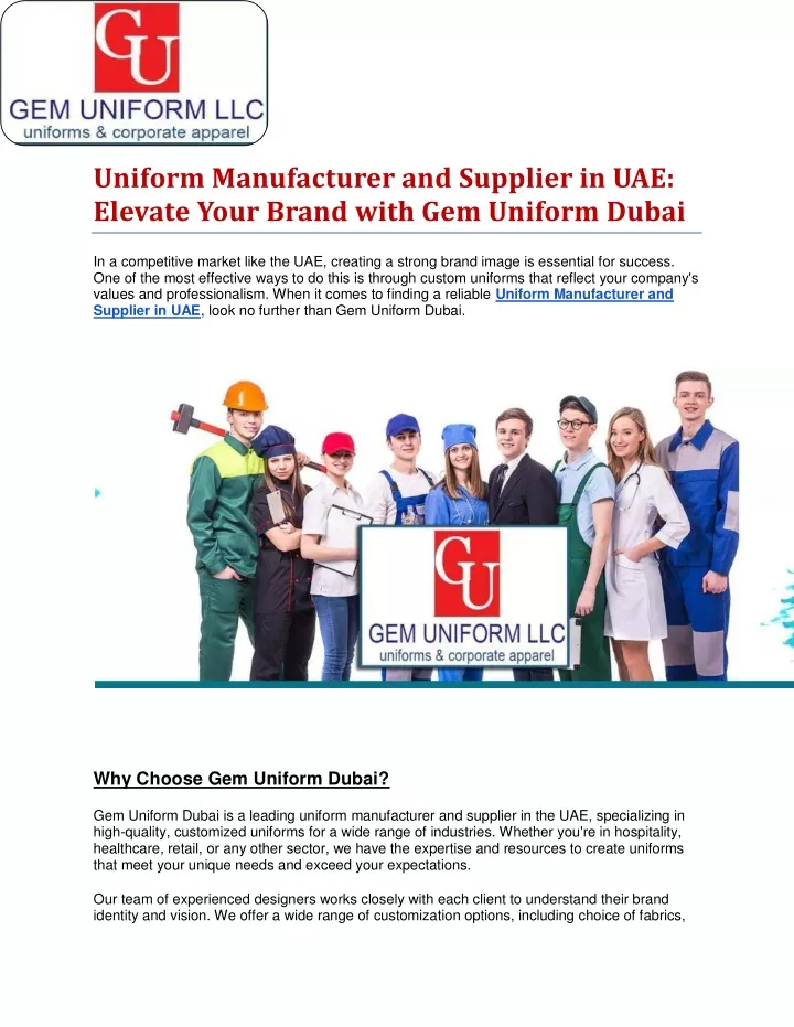 uniform manufacturer and supplier in uae elevate