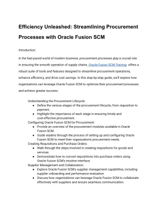 Efficiency Unleashed_ Streamlining Procurement Processes with Oracle Fusion SCM