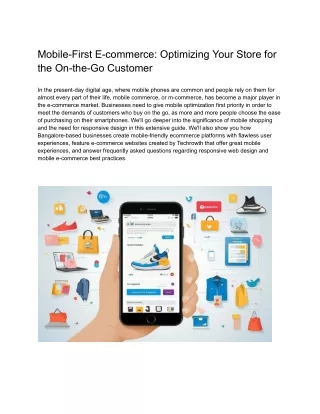 Mobile-First E-commerce: Optimizing Your Store for the On-the-Go Customer