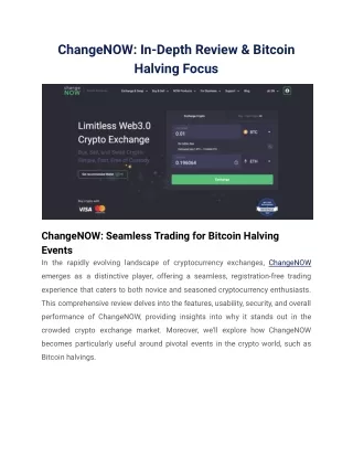 changenow in depth review bitcoin halving focus
