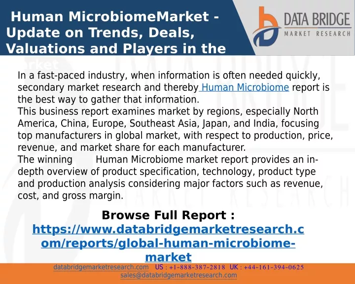 human microbiomemarket update on trends deals