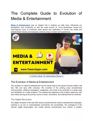 The Complete Guide to Evolution of  Media & Entertainment