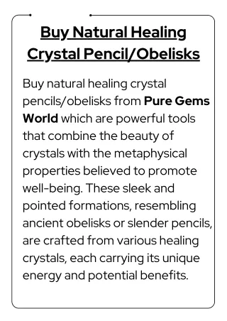 Buy Natural Healing Crystal PencilObelisks
