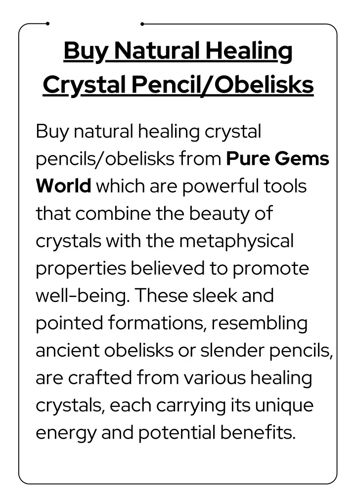 buy natural healing crystal pencil obelisks