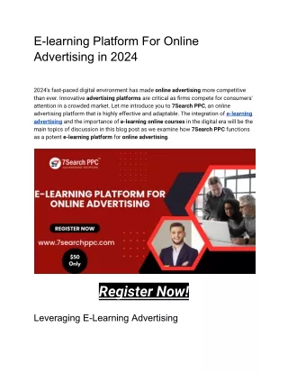 E-learning Platform For Online Advertising in 2024