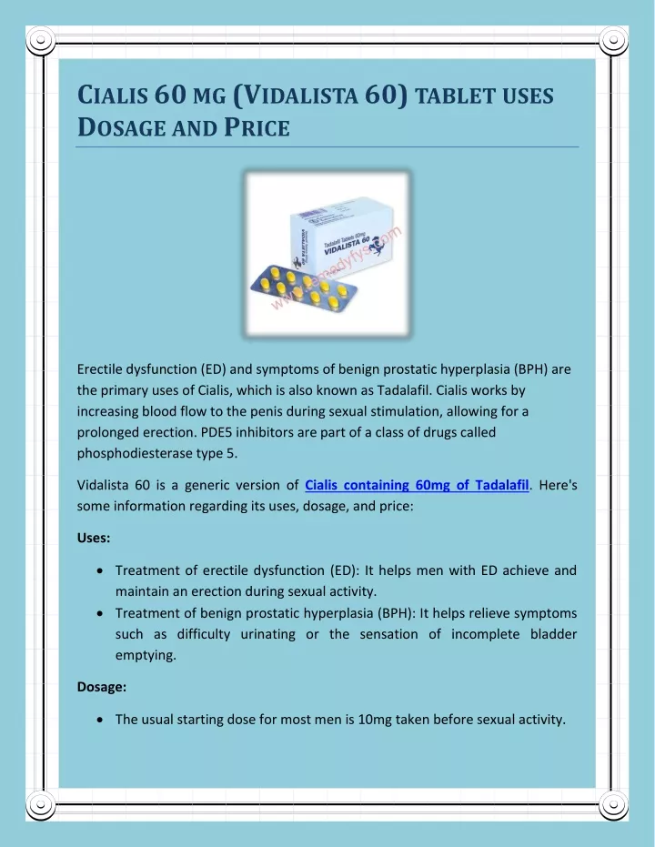c ialis 60 mg v idalista 60 tablet uses d osage