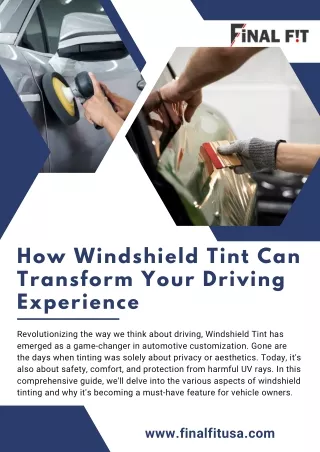 How Windshield Tint Can Transform Your Driving Experience