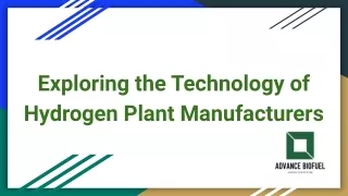 Exploring the Technology of Hydrogen Plant Manufacturers
