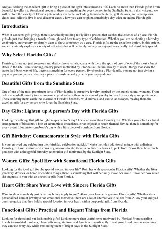 Florida Gifts: Bringing a Piece of Sunshine Home