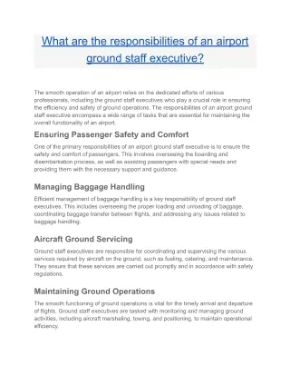 What are the responsibilities of an airport ground staff executive?