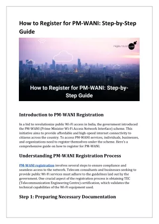 How to Register for PM-WANI: Step-by-Step Guide