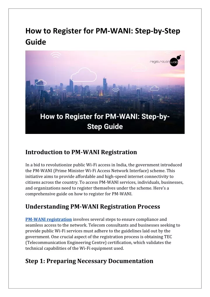 how to register for pm wani step by step guide