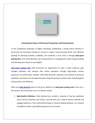Unlocking the Power of Paid Guest Posting Sites with Rank Boosted