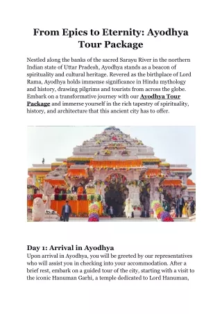 Ayodhya Tour Package