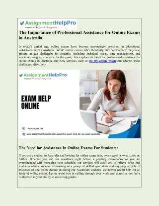 The Importance of Professional Assistance for Online Exams in Australia