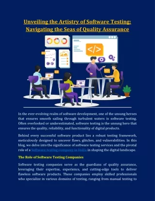 Unveiling the Artistry of Software Testing- Navigating the Seas of Quality Assurance