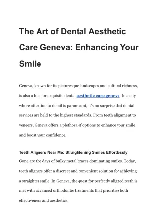 The Best Dental Clinics Geneva: A Complete Overview