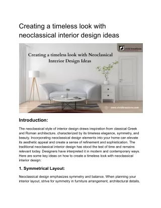 creating a timeless look with neoclassical