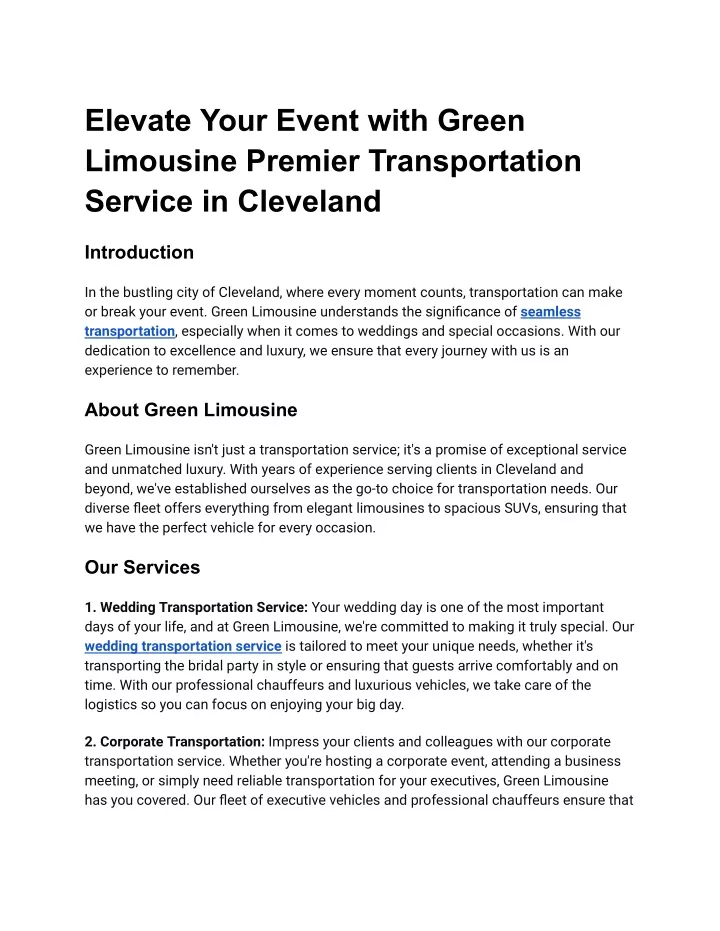 elevate your event with green limousine premier