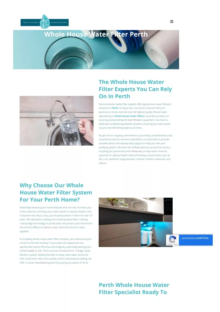 whole house water filter perth