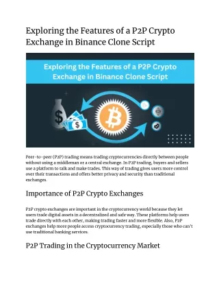 Exploring the Features of a P2P Crypto Exchange in Binance Clone Script