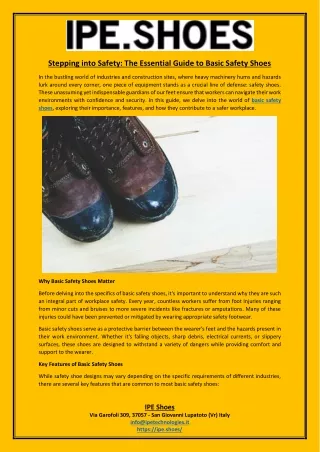 Stepping into Safety The Essential Guide to Basic Safety Shoes