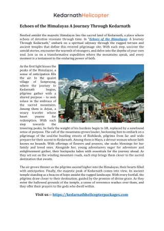 Book Kedarnath Yatra Helicopter Tour Packages