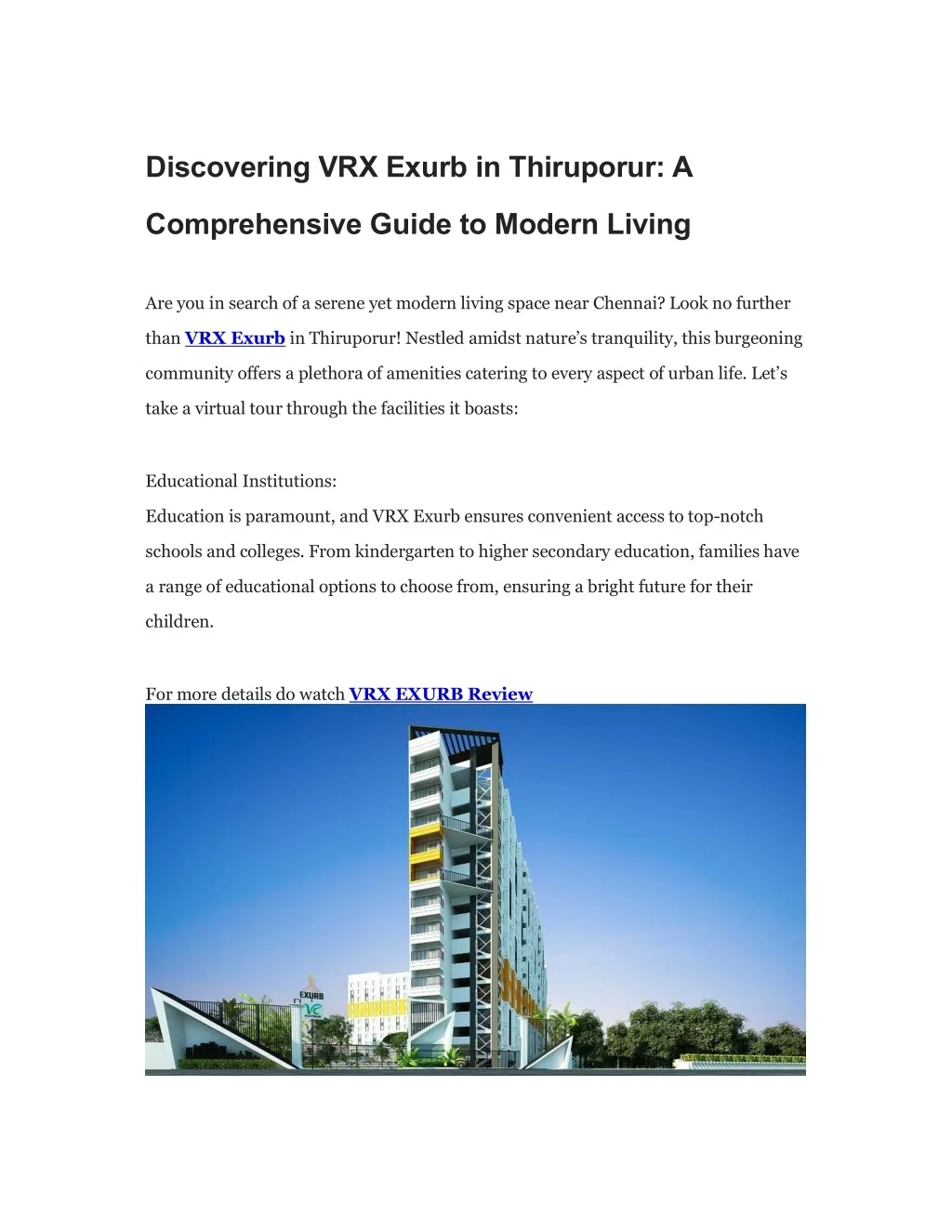 PPT - Discovering VRX Exurb in Thiruporur PowerPoint Presentation, free ...