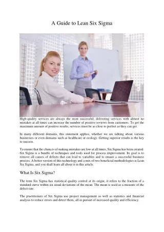 a guide to lean six sigma
