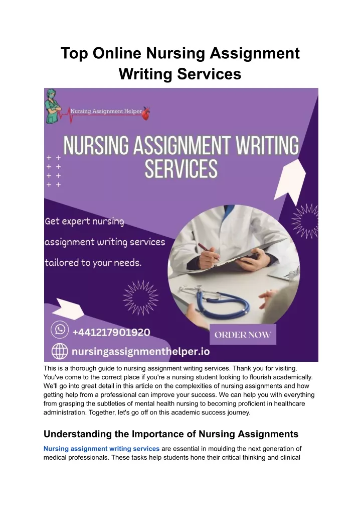 top online nursing assignment writing services