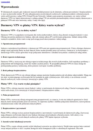Darmowy VPN vs płatny VPN: Który warto wybrać?