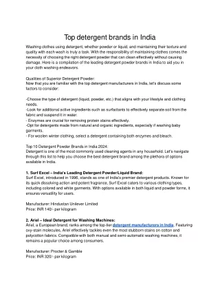 Top detergent brands in india
