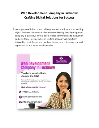Elevate Your Online Presence: Leading Web Development Company in Lucknow