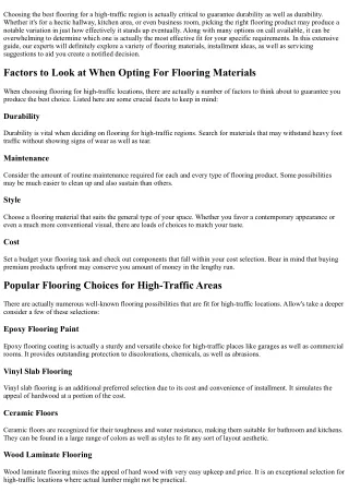 choosing the best flooring for a high traffic