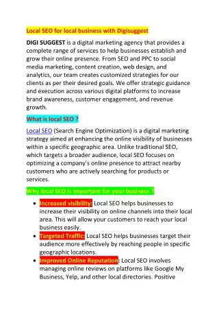 Local SEO for local business with digi suggest (PDF)