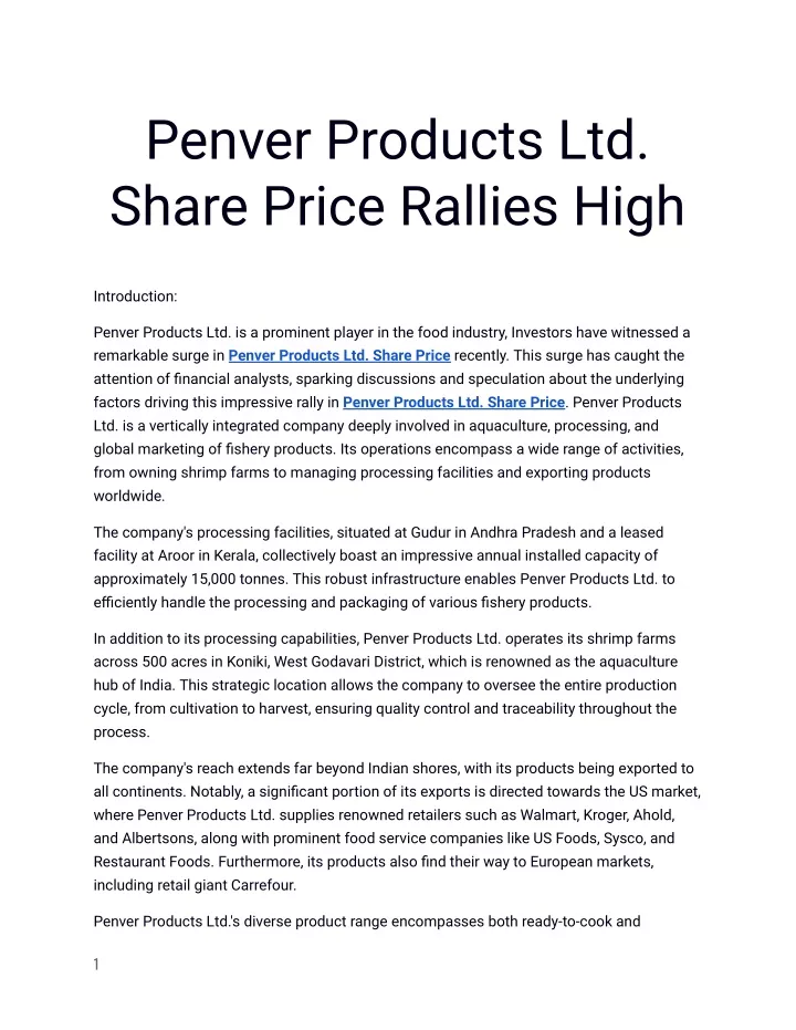 penver products ltd share price rallies high