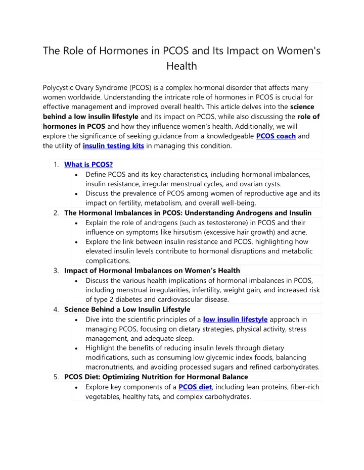 the role of hormones in pcos and its impact