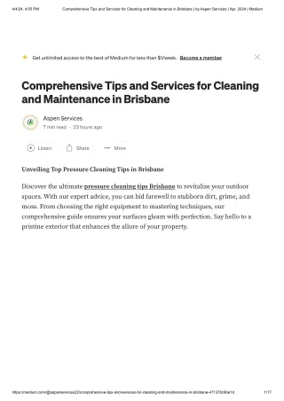 Comprehensive Tips and Services for Cleaning and Maintenance in Brisbane _ by Aspen Services _ Apr, 2024 _ Medium
